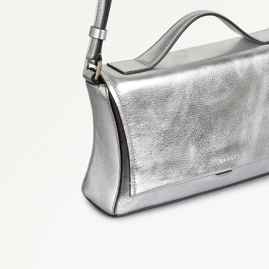 Ellerdine Way Fabric Medium Flapover Cross Body Bag in Silver - 111622