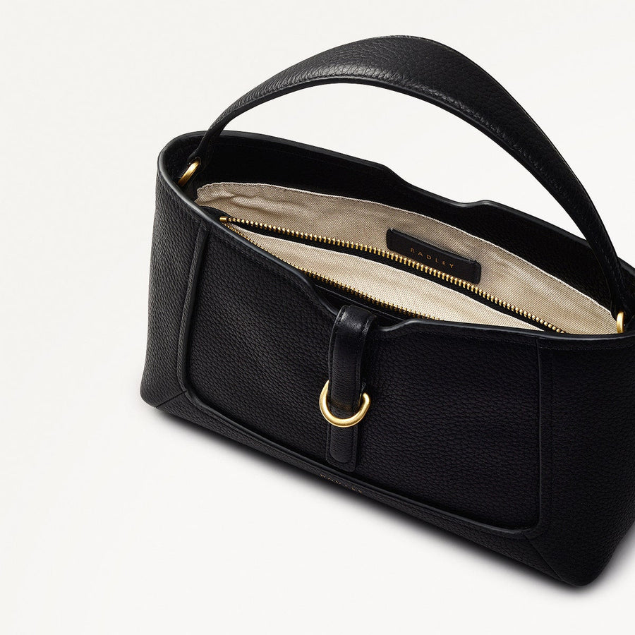 Hazelbury Park Fabric Small Ziptop Cross Body Bag in Black - 111623