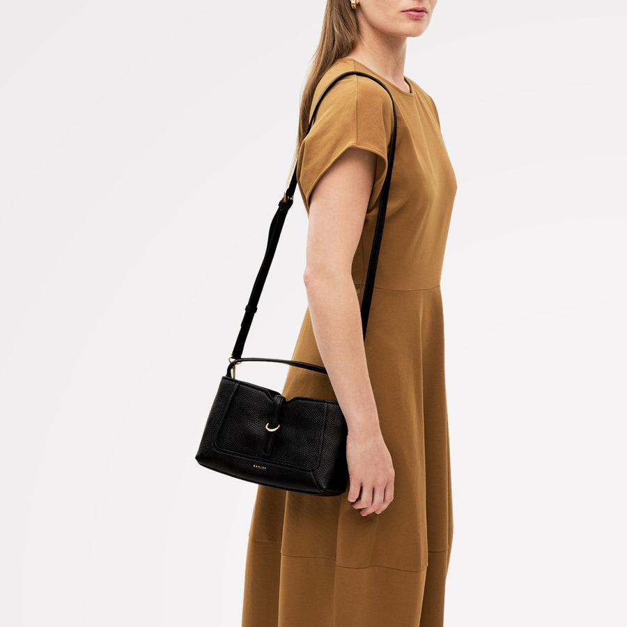 Hazelbury Park Fabric Small Ziptop Cross Body Bag in Black - 111623