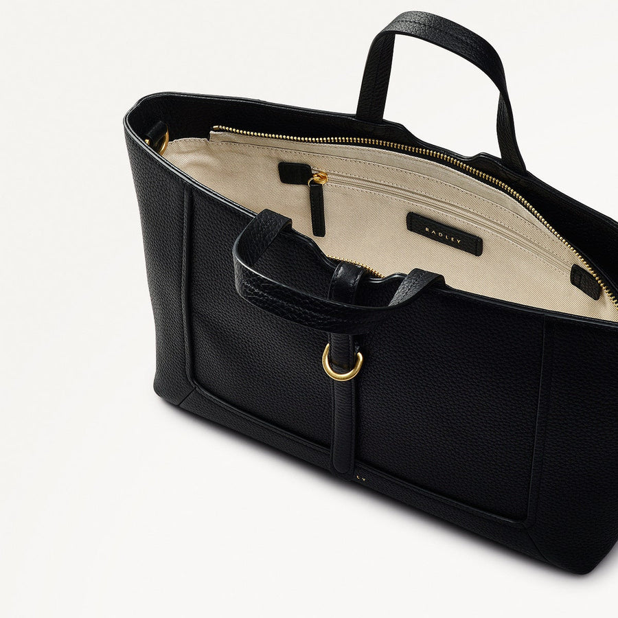 Hazelbury Park Fabric Medium Ziptop Grab Bag in Black - 111626