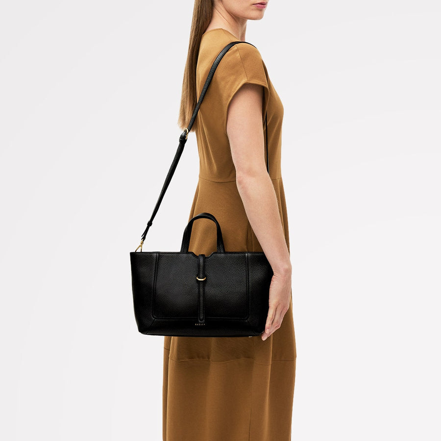 Hazelbury Park Fabric Medium Ziptop Grab Bag in Black - 111626