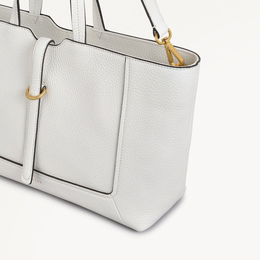 Hazelbury Park Fabric Medium Ziptop Grab Bag in Bright White - 111628