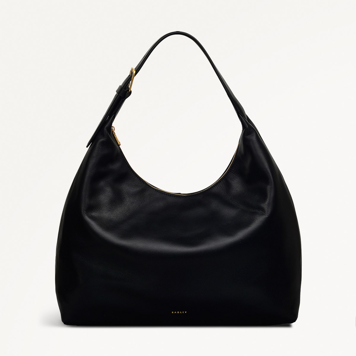 Spencer Mews Leather Large Ziptop Shoulder Bag in Black - 111680