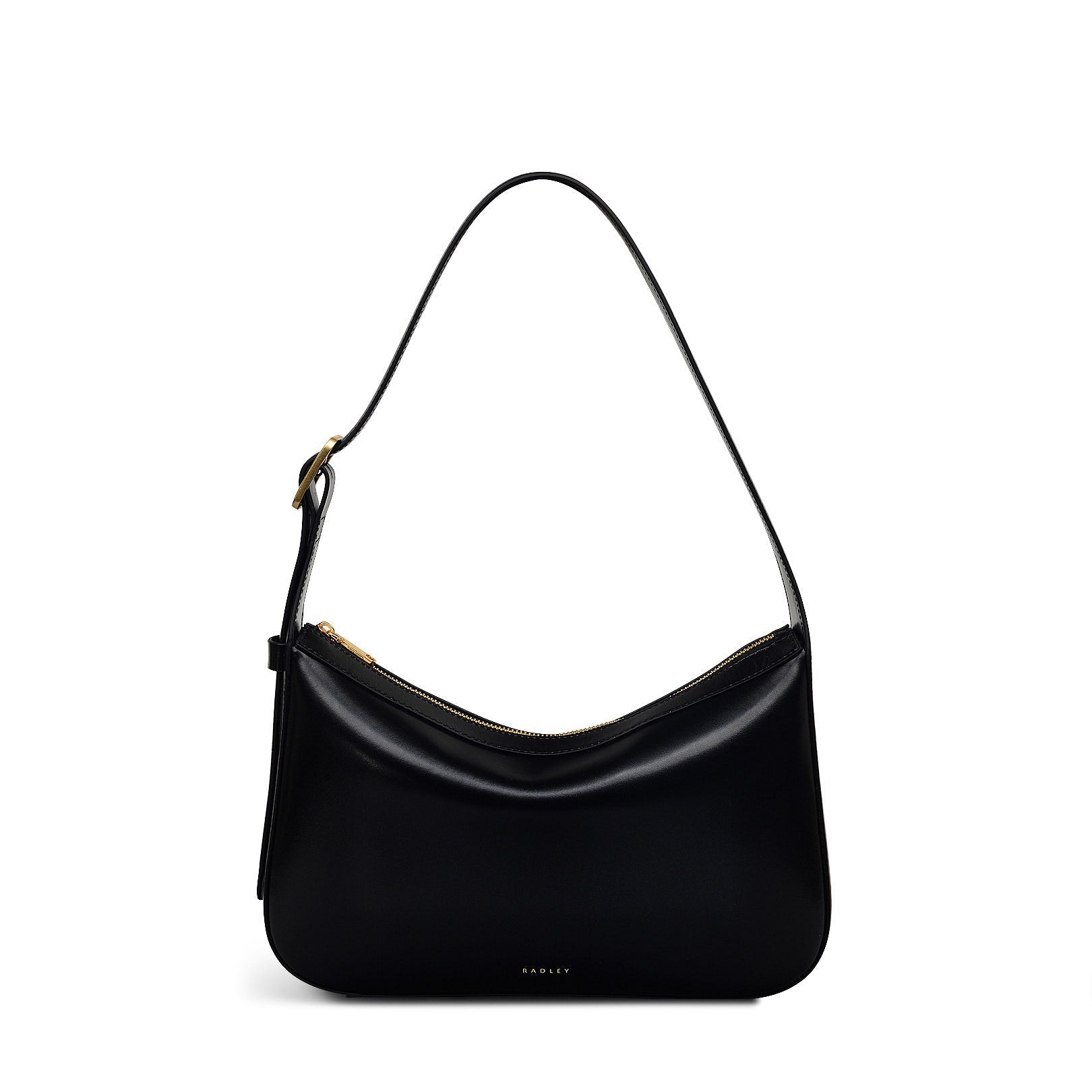 Dawes Avenue Leather Medium Ziptop Shoulder Bag in Black - 111682