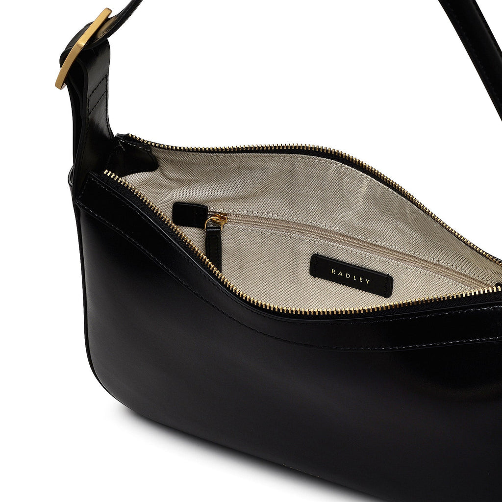 Dawes Avenue Leather Medium Ziptop Shoulder Bag in Black - 111682