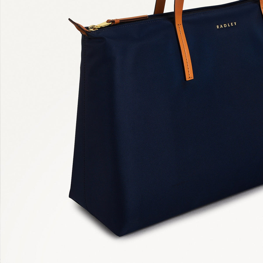 Windsor Lane Fabric Large Ziptop Tote Bag in Ink - 111684