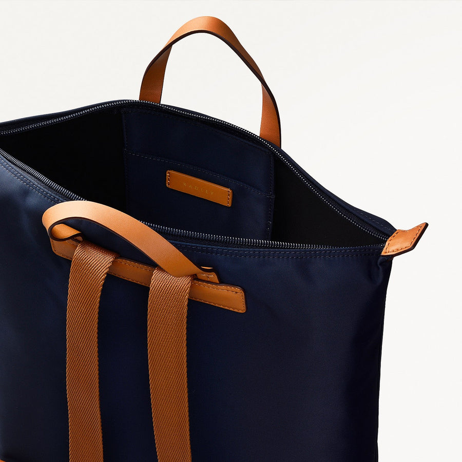 Windsor Lane Fabric Large Ziptop Backpack in Ink - 111686