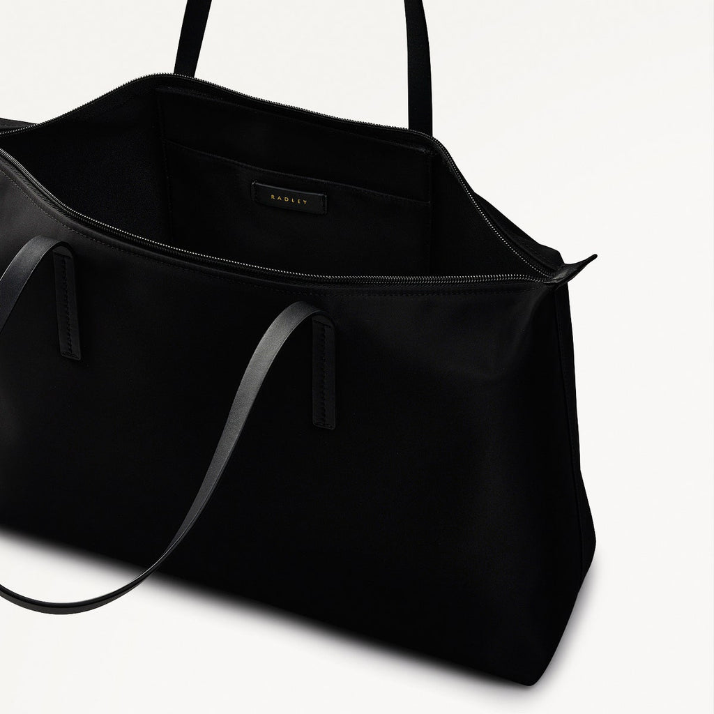 Windsor Lane Fabric Large Ziptop Tote Bag in Black - 111688