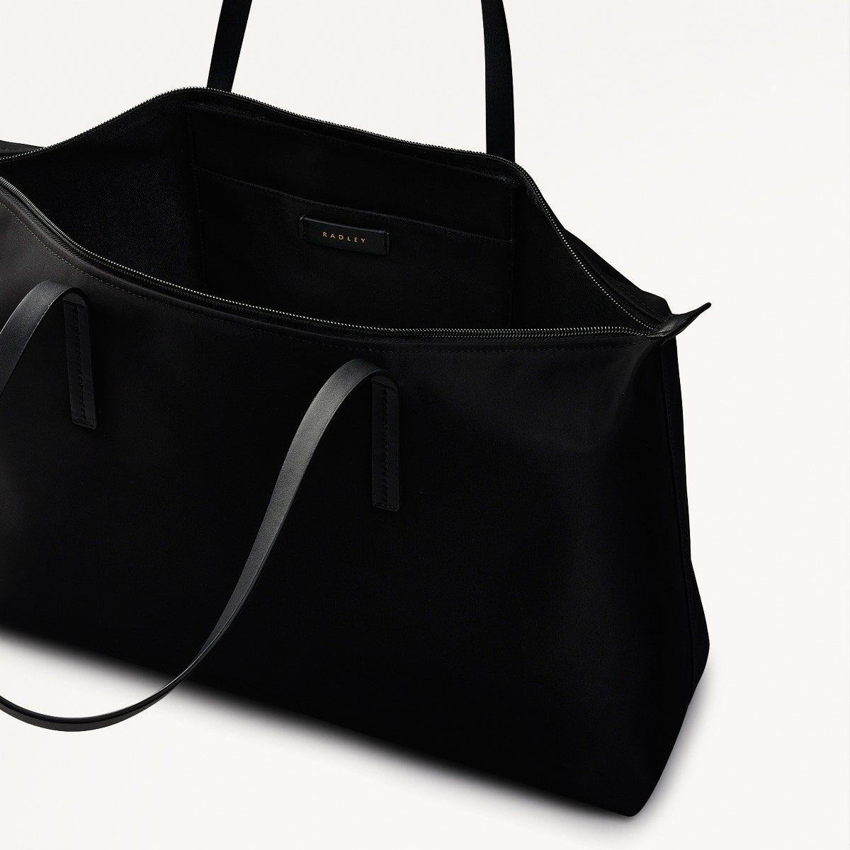 Windsor Lane Fabric Large Ziptop Tote Bag in Black - 111688