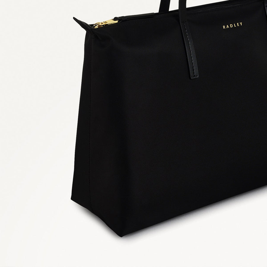 Windsor Lane Fabric Large Ziptop Tote Bag in Black - 111688