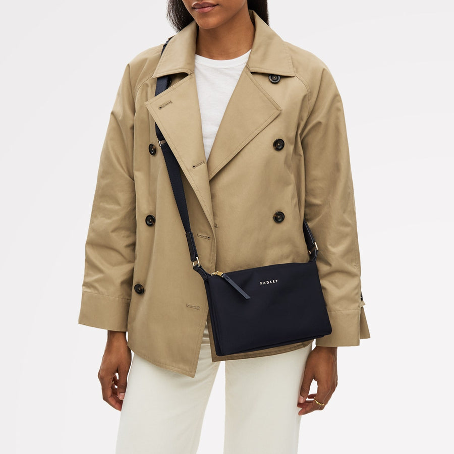 Windsor Lane Fabric Small Ziptop Cross Body Bag in Black - 111691