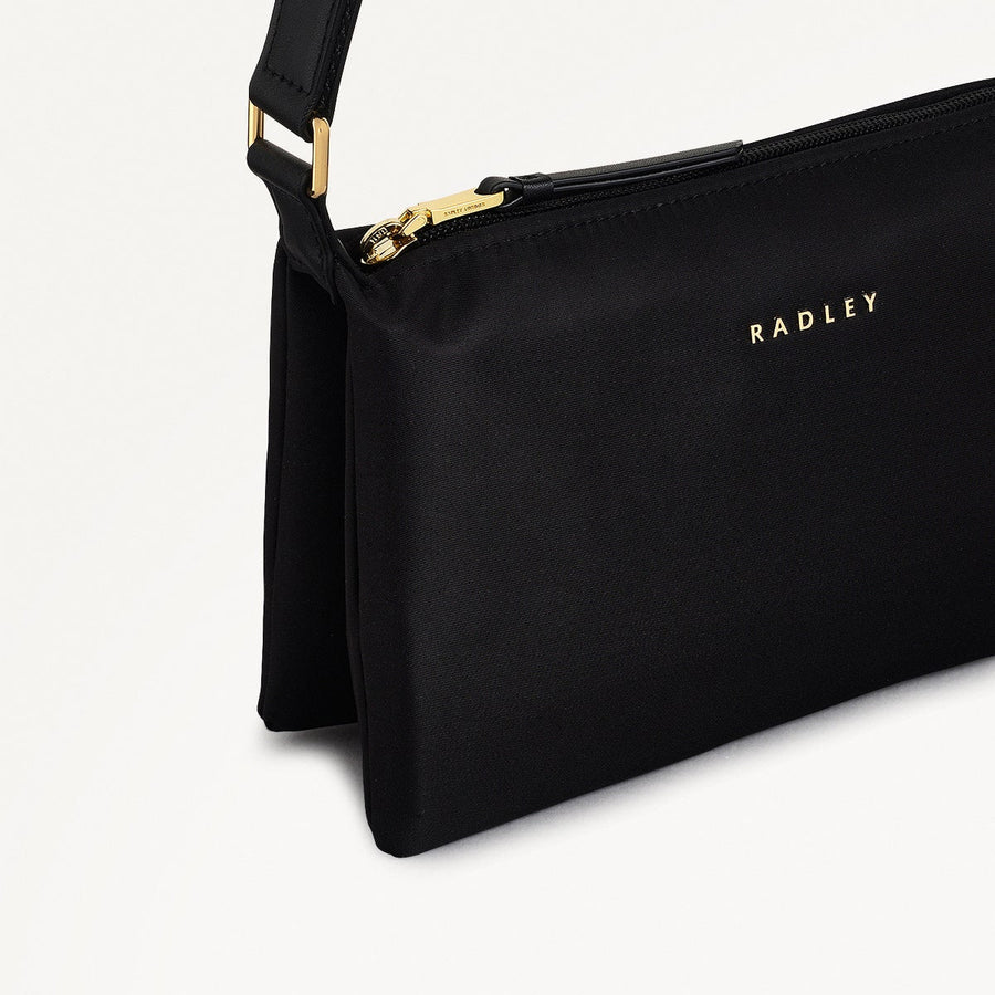 Windsor Lane Fabric Small Ziptop Cross Body Bag in Black - 111691