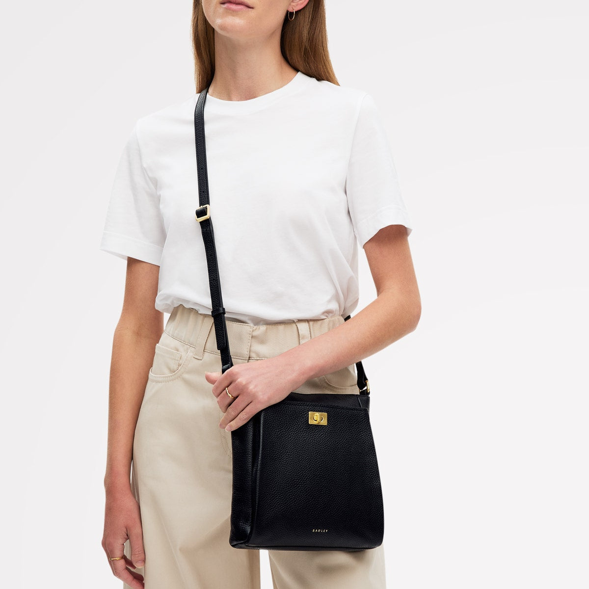 Brook Avenue Fabric Small Ziptop Cross Body Bag in Black - 111692