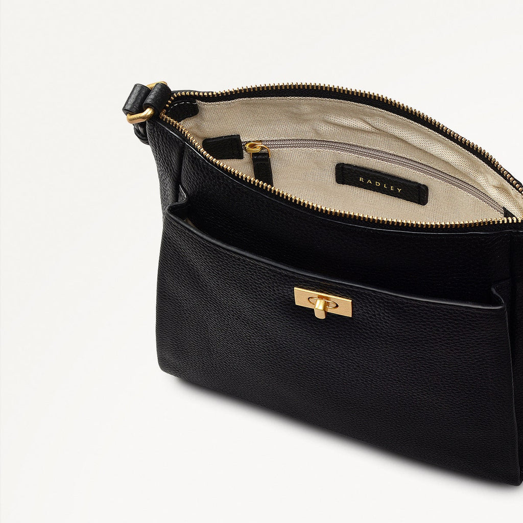 Brook Avenue Fabric Small Ziptop Cross Body Bag in Black - 111692