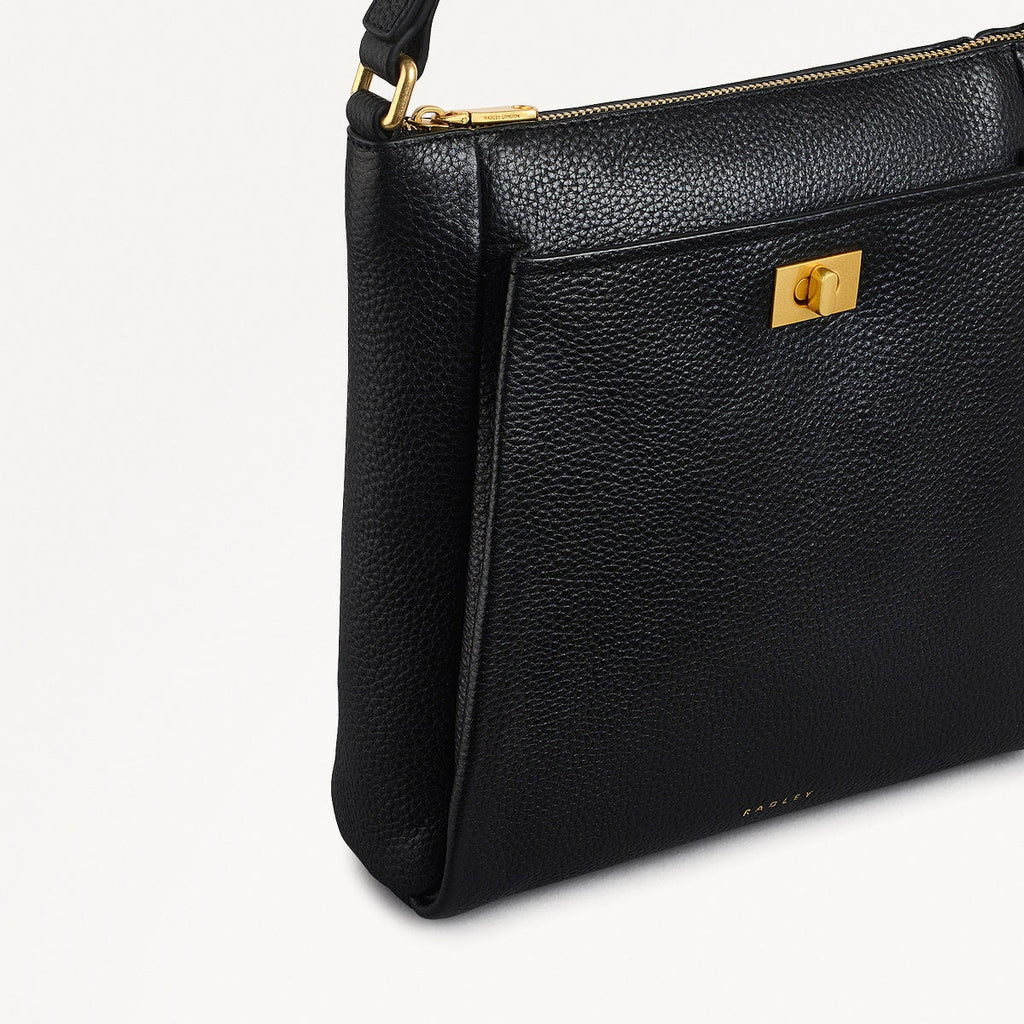 Brook Avenue Fabric Small Ziptop Cross Body Bag in Black - 111692