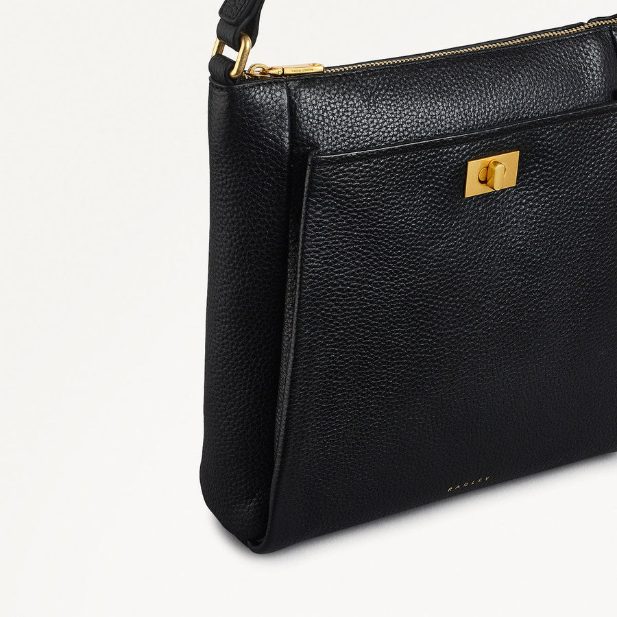 Brook Avenue Fabric Small Ziptop Cross Body Bag in Black - 111692