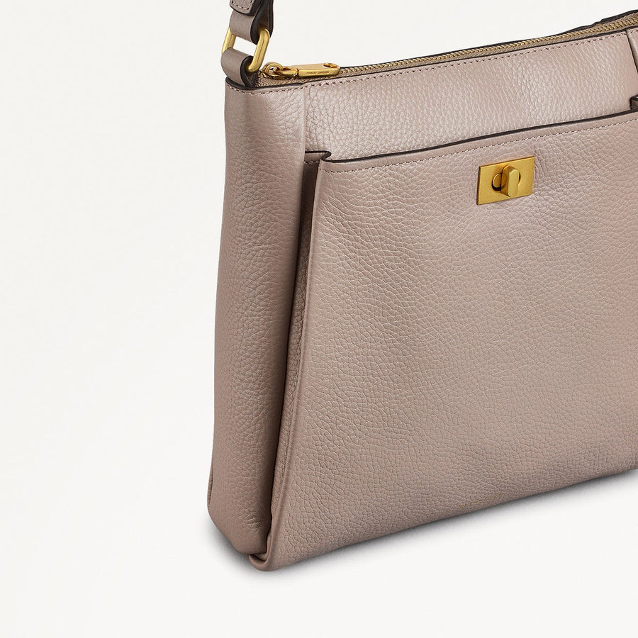 Brook Avenue Fabric Small Ziptop Cross Body Bag in Latte - 111693