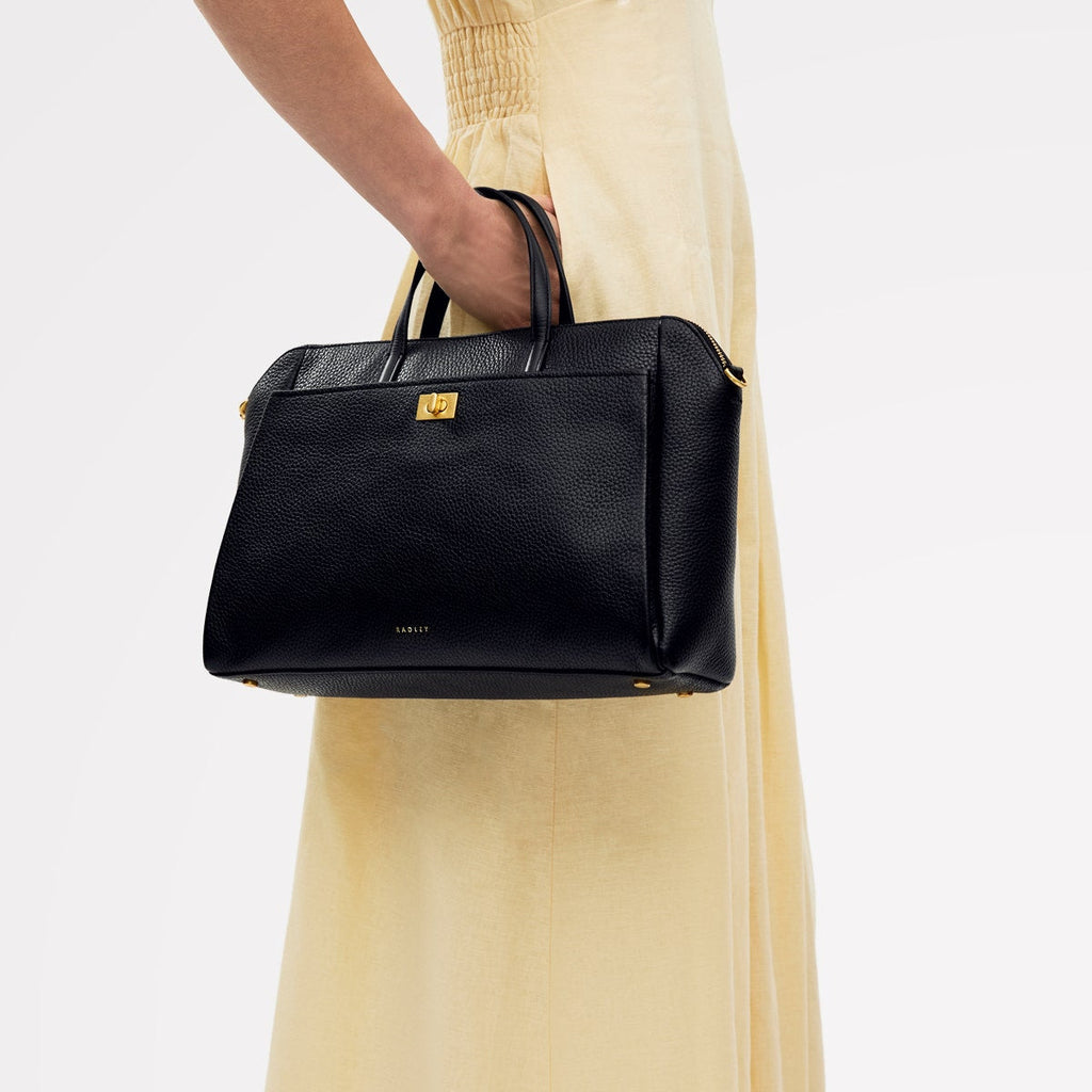 Brook Avenue Fabric Medium Ziptop Grab Bag in Black - 111695