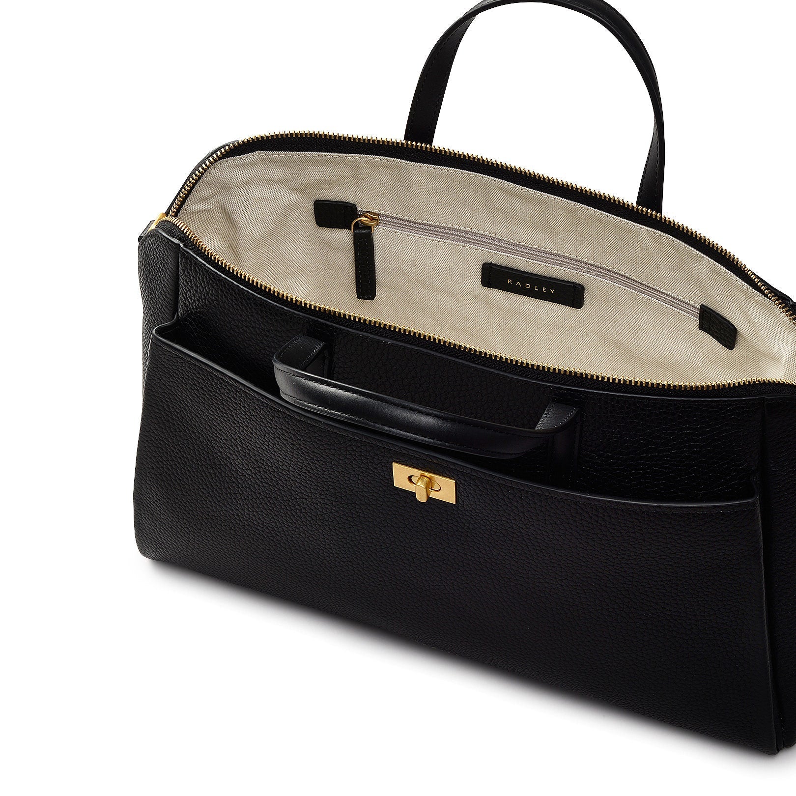 Brook Avenue Fabric Medium Ziptop Grab Bag in Black - 111695