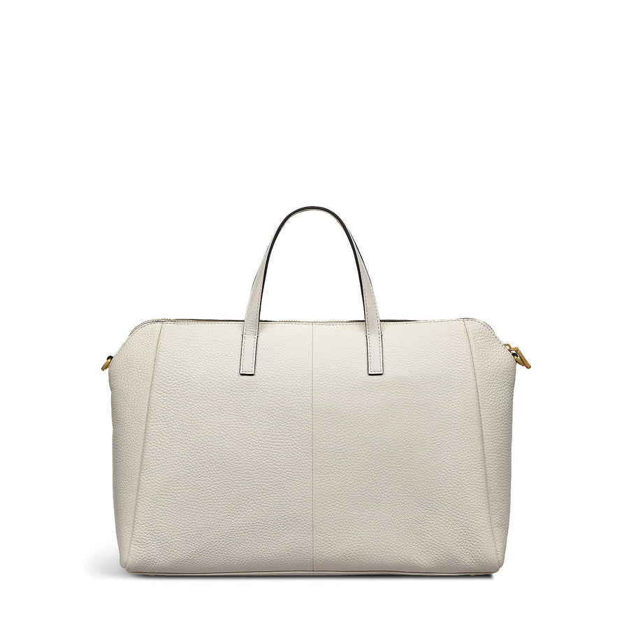 Brook Avenue Fabric Medium Ziptop Grab Bag in Chalk - 111696