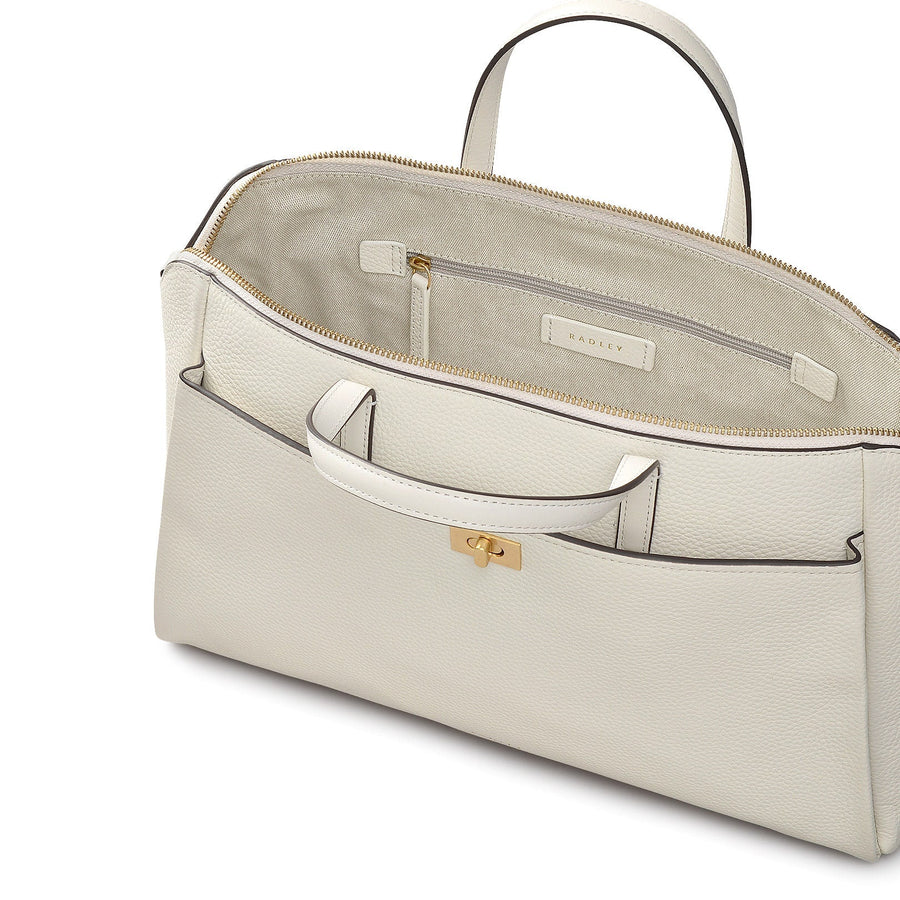 Brook Avenue Fabric Medium Ziptop Grab Bag in Chalk - 111696