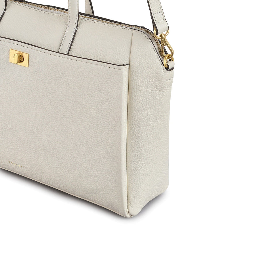 Brook Avenue Fabric Medium Ziptop Grab Bag in Chalk - 111696