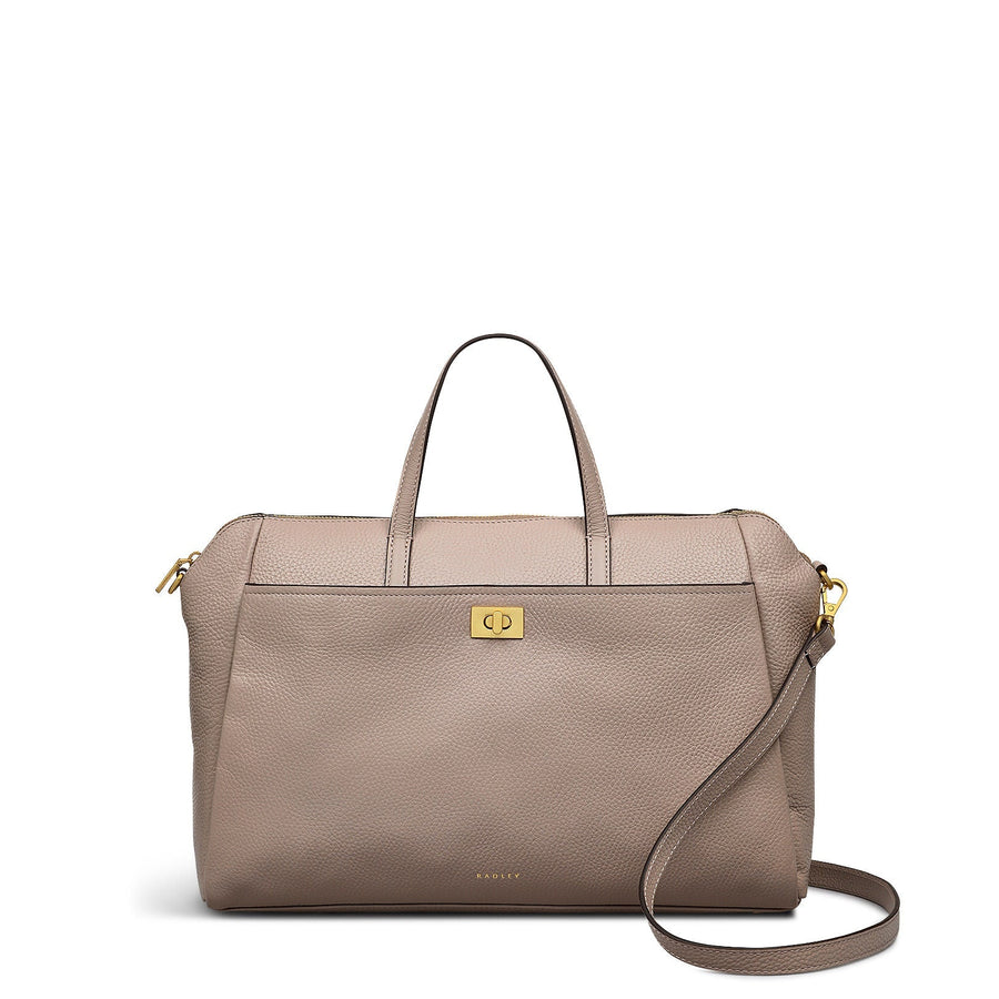 Brook Avenue Fabric Medium Ziptop Grab Bag in Latte - 111697