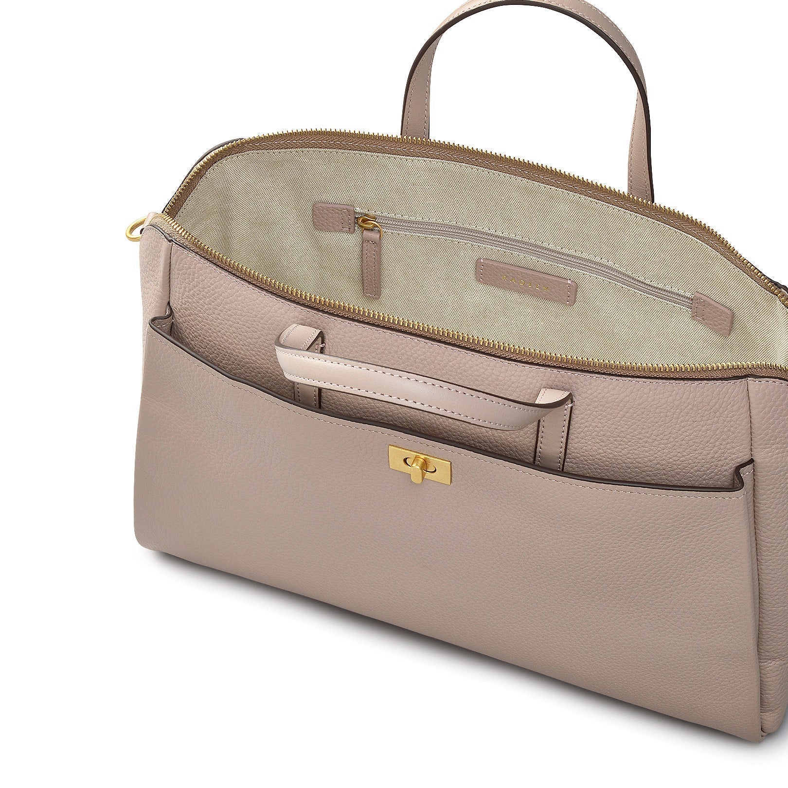 Brook Avenue Fabric Medium Ziptop Grab Bag in Latte - 111697