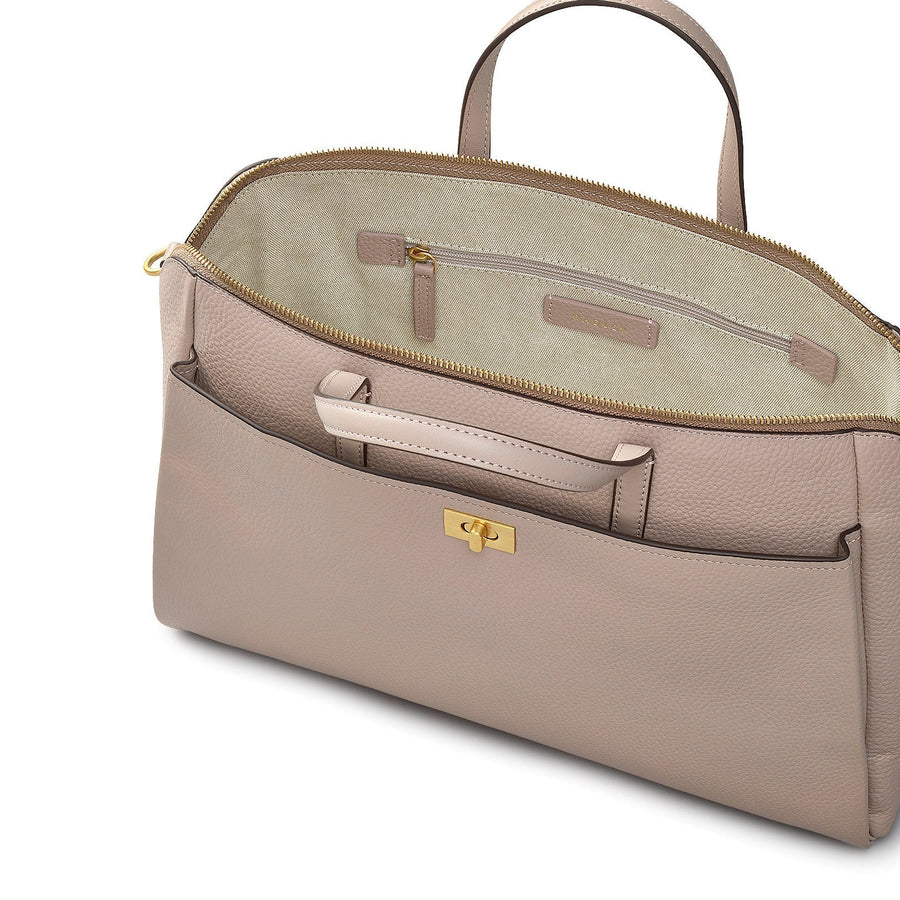 Brook Avenue Fabric Medium Ziptop Grab Bag in Latte - 111697