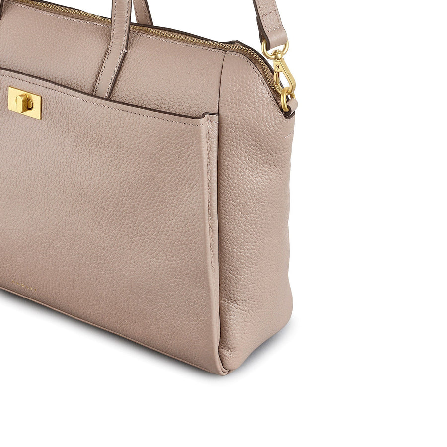 Brook Avenue Fabric Medium Ziptop Grab Bag in Latte - 111697