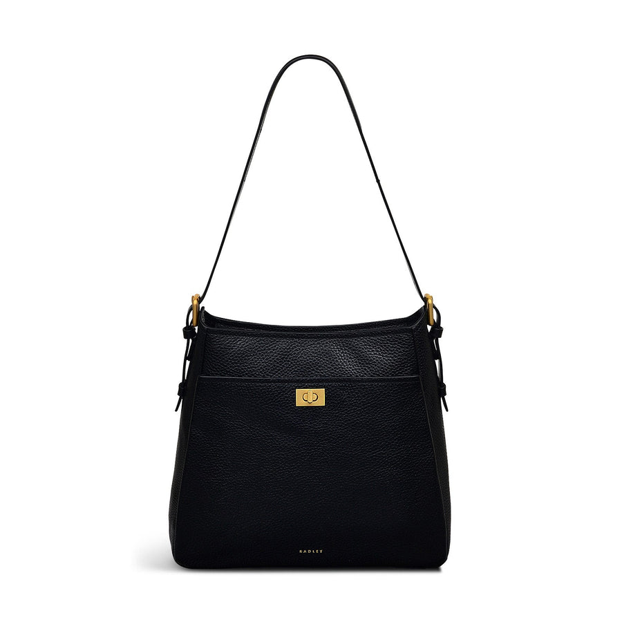 Brook Avenue Fabric Medium Ziptop Shoulder Bag in Black - 111698