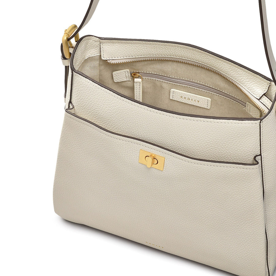 Brook Avenue Fabric Medium Ziptop Shoulder Bag in Chalk - 111699