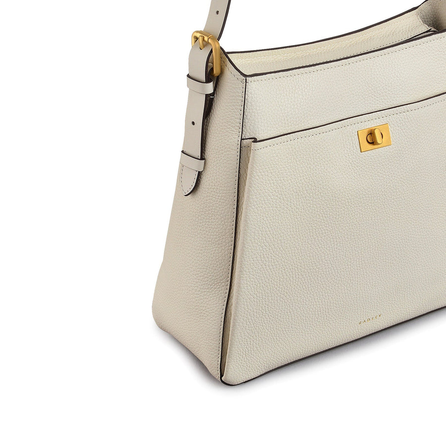 Brook Avenue Fabric Medium Ziptop Shoulder Bag in Chalk - 111699