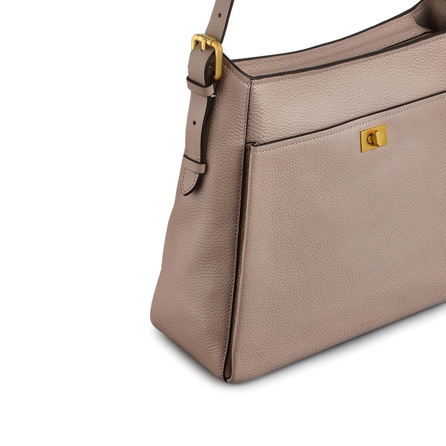 Brook Avenue Fabric Medium Ziptop Shoulder Bag in Latte - 111700