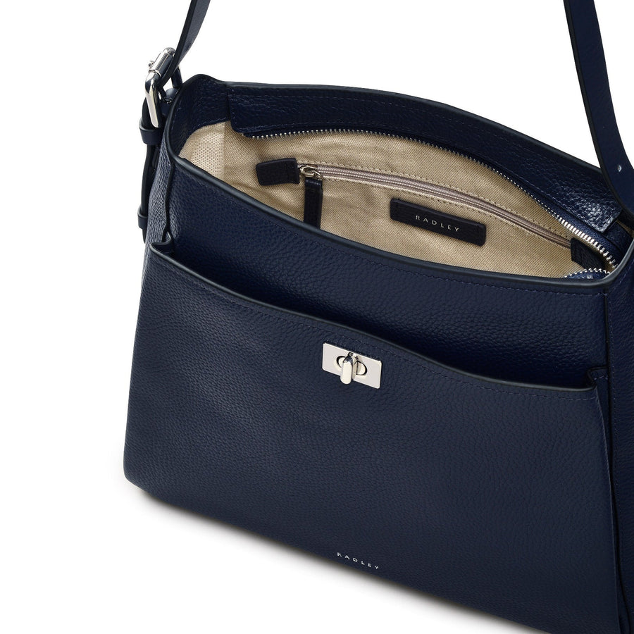 Brook Avenue Fabric Medium Ziptop Shoulder Bag in Ink - 111701