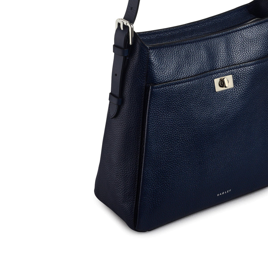 Brook Avenue Fabric Medium Ziptop Shoulder Bag in Ink - 111701