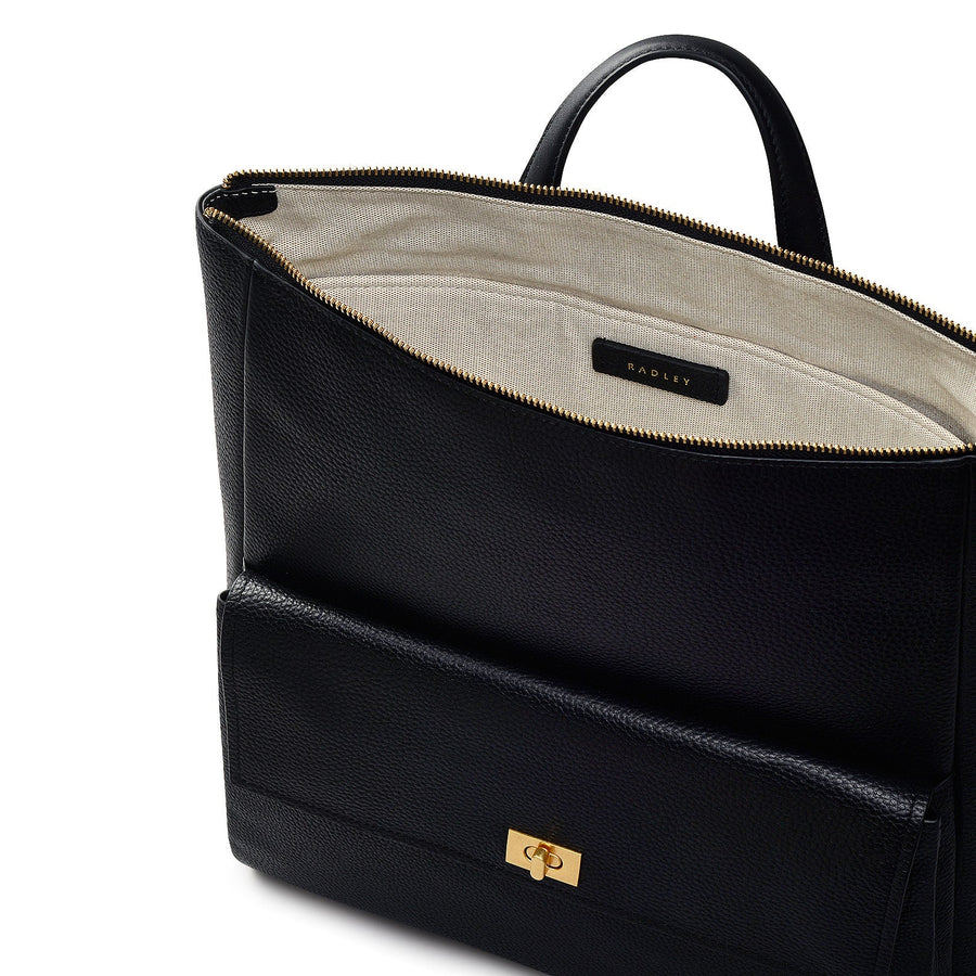 Brook Avenue Fabric Large Ziptop Backpack in Black - 111702