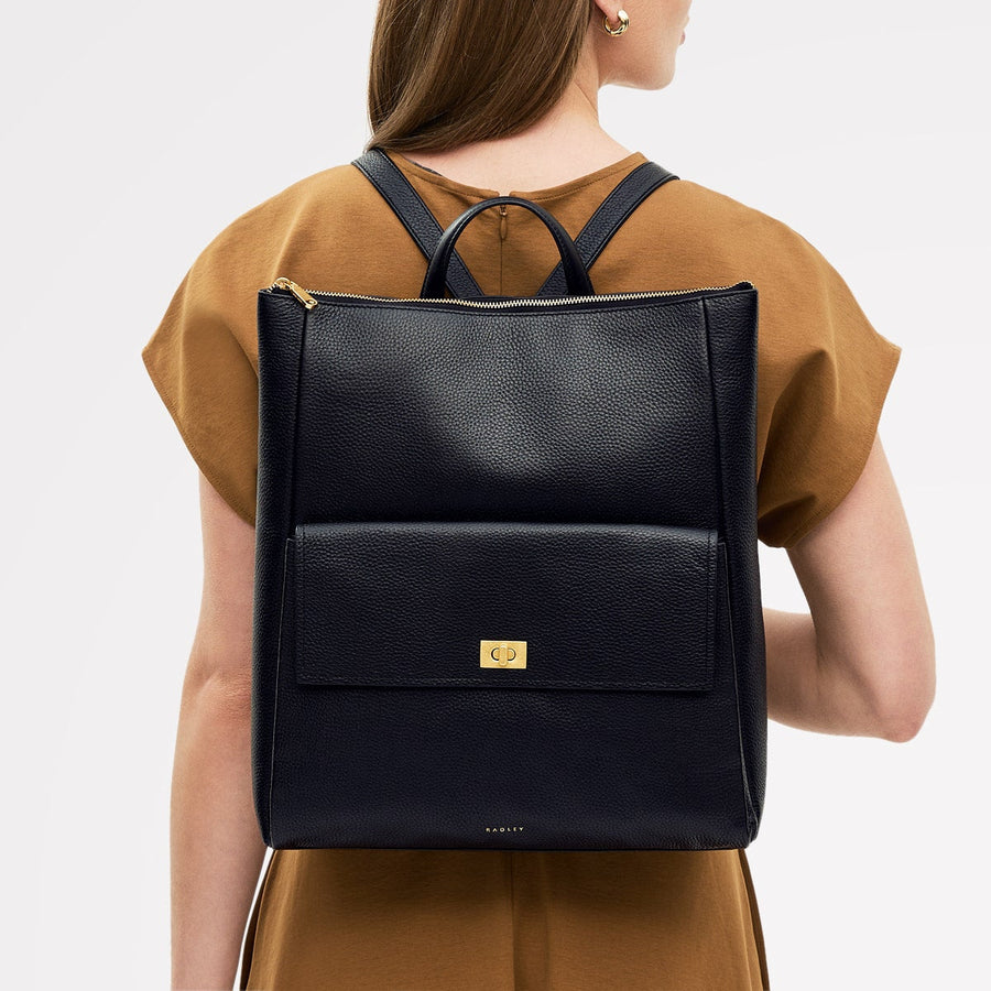 Brook Avenue Fabric Large Ziptop Backpack in Black - 111702