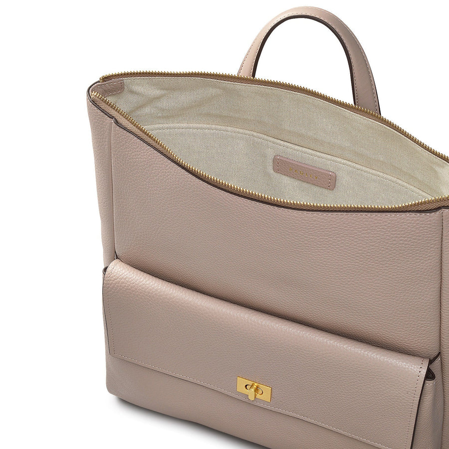 Brook Avenue Fabric Large Ziptop Backpack in Latte - 111703