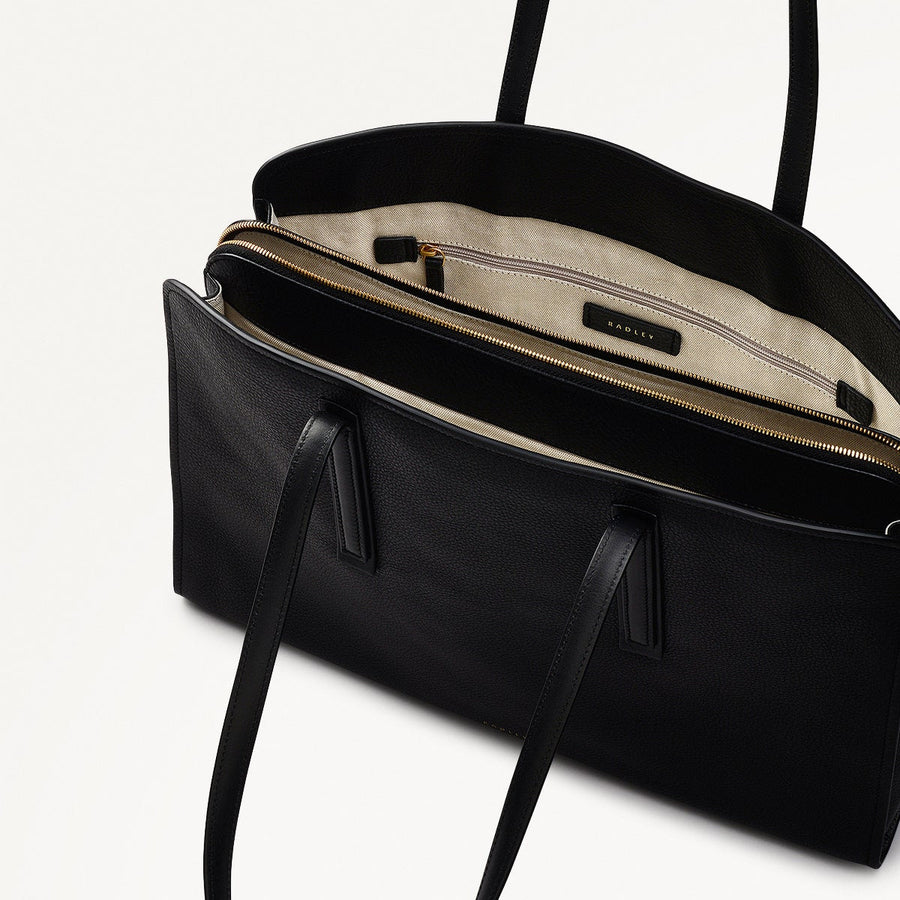 Arragon Row Fabric Large Laptop Shoulder Bag in Black - 111716