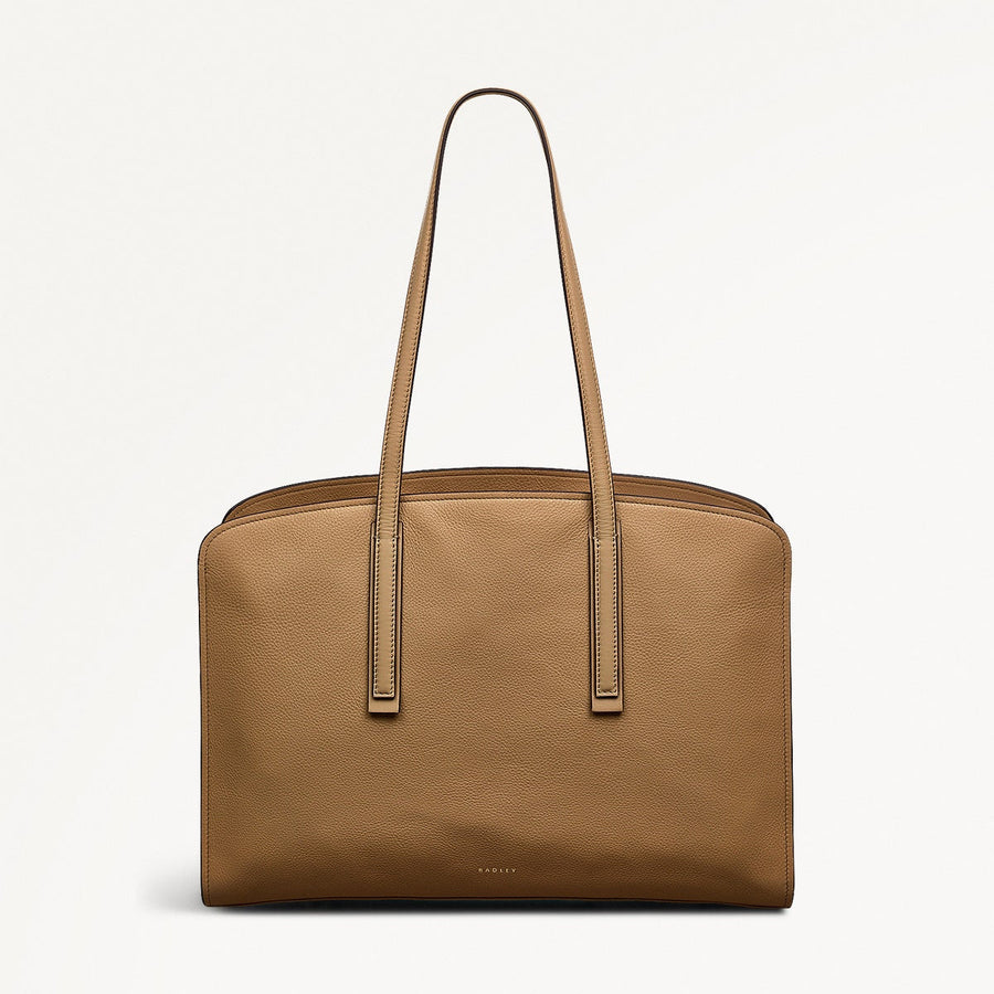 Arragon Row Fabric Large Laptop Shoulder Bag in Biscuit - 111717