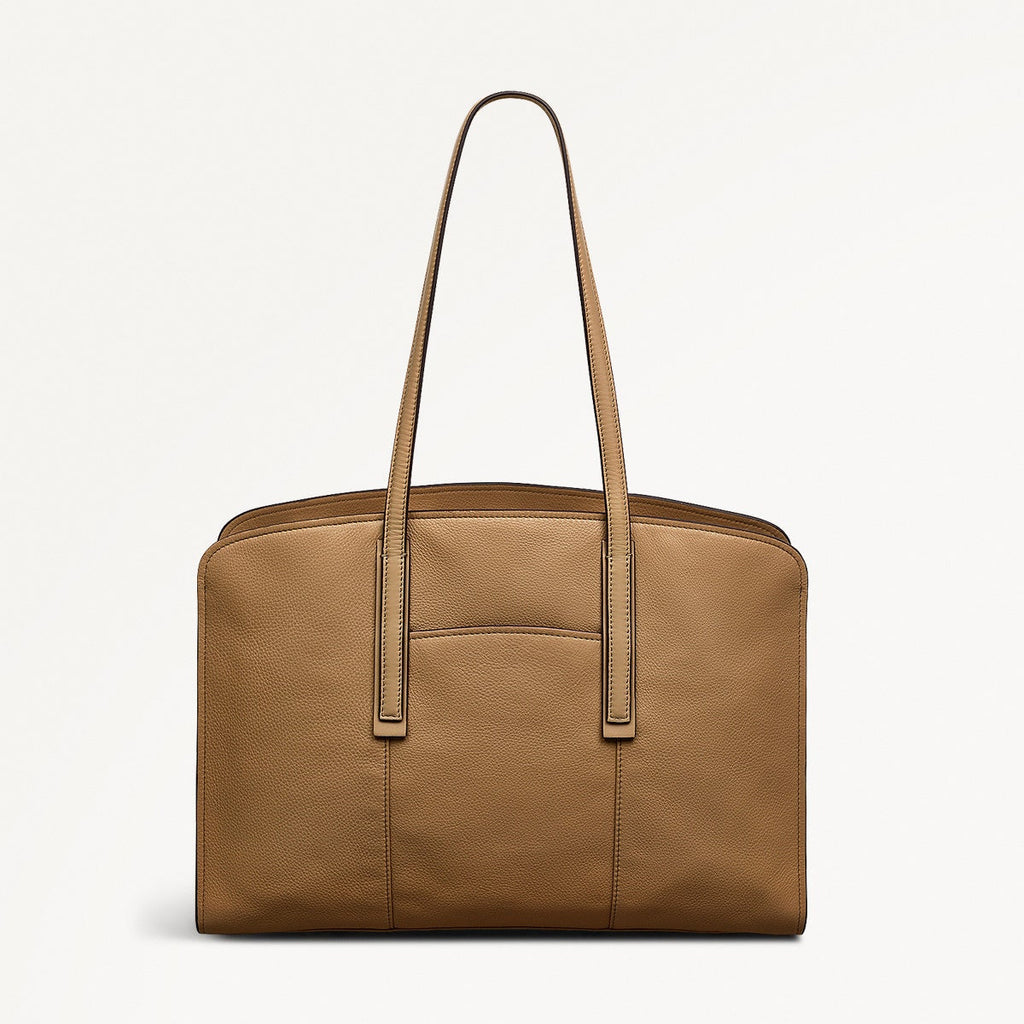 Arragon Row Fabric Large Laptop Shoulder Bag in Biscuit - 111717