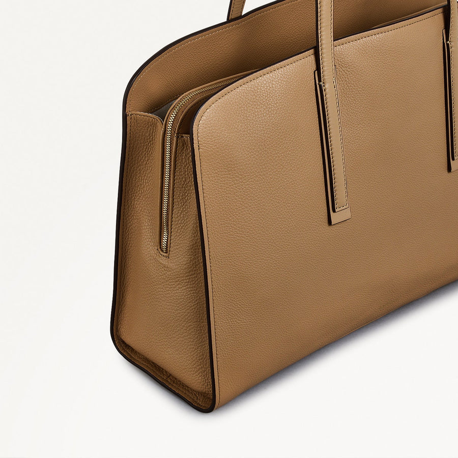 Arragon Row Fabric Large Laptop Shoulder Bag in Biscuit - 111717