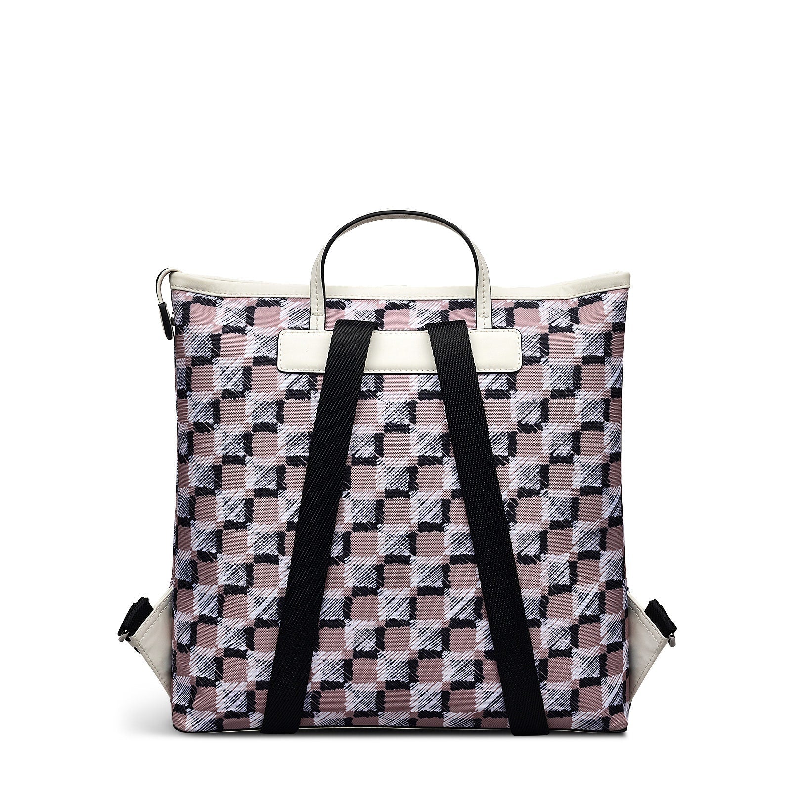 Addison Check Fabric Medium Ziptop Backpack in Latte - 111742