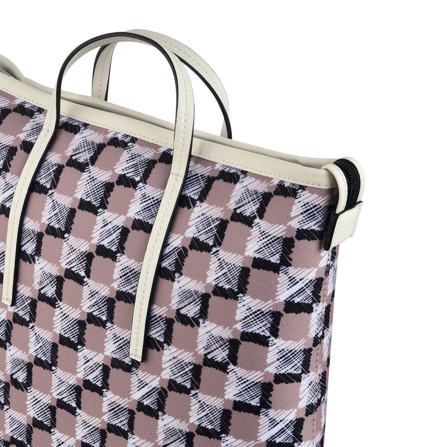 Addison Check Fabric Medium Ziptop Backpack in Latte - 111742