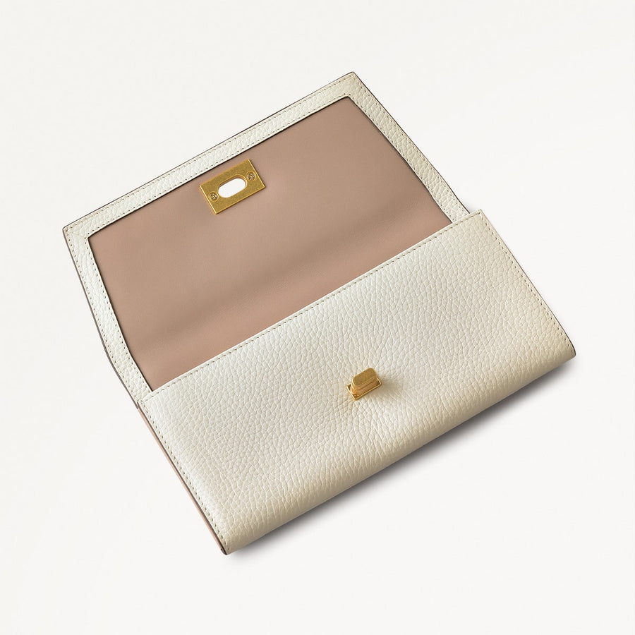 Brook Avenue Leather Large Flapover Wallet in Chalk - 111763