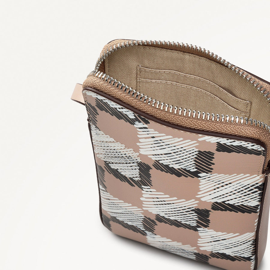 Check Me Out Leather Medium Phone Cross Body Bag in Latte - 111777