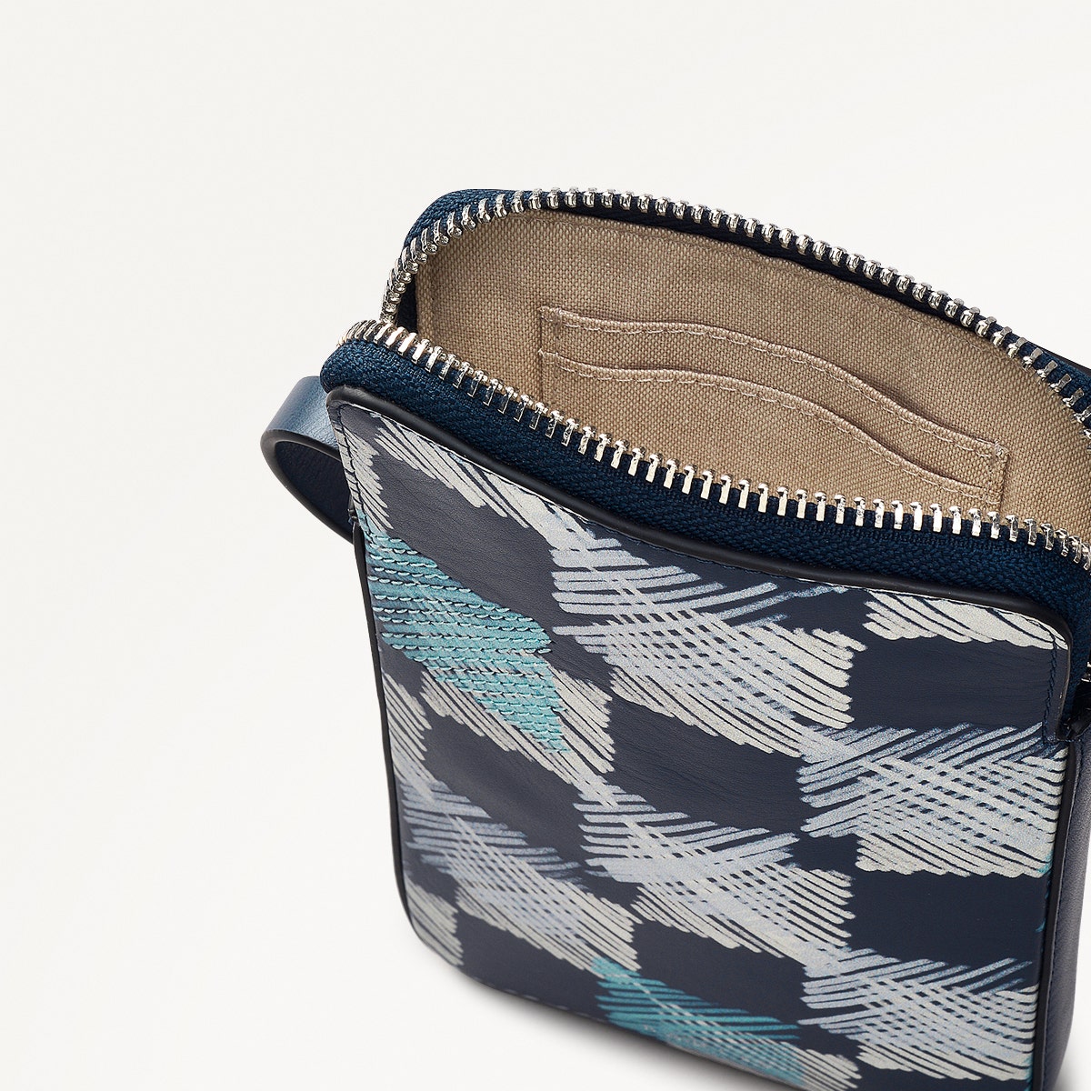 Check Me Out Leather Medium Phone Cross Body Bag in Ink - 111780