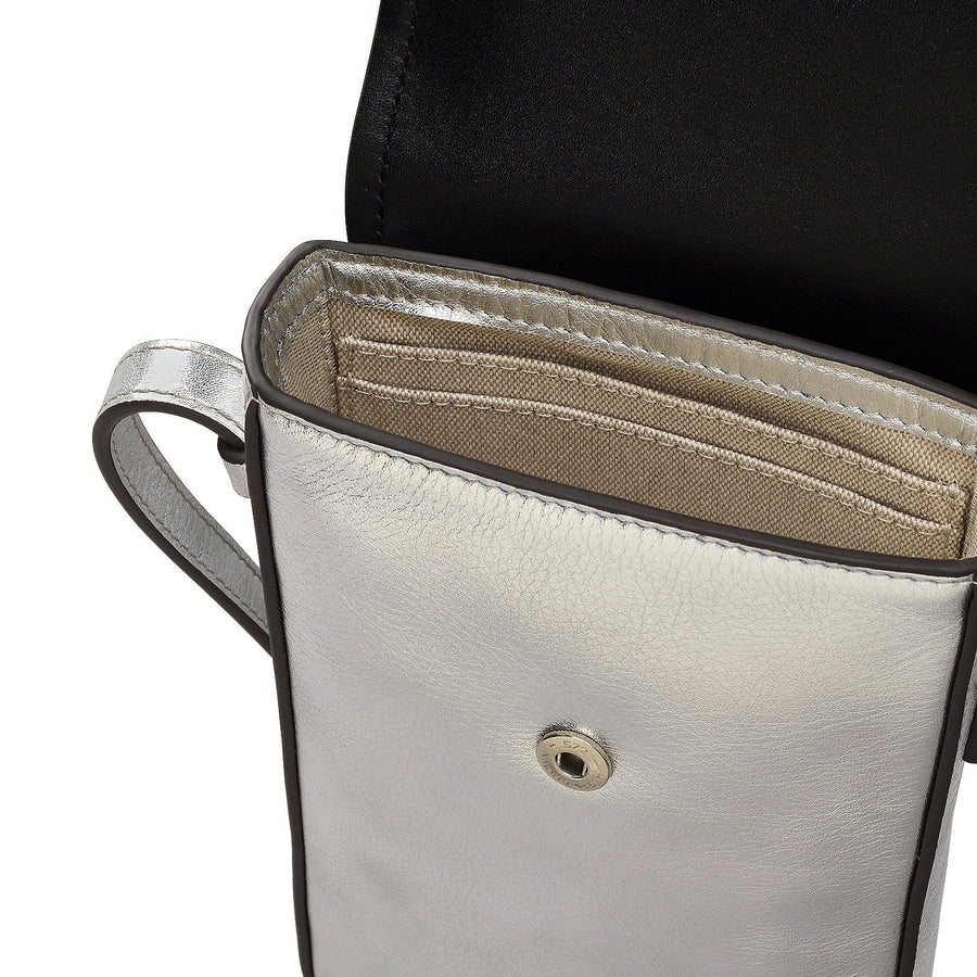 Southland Avenue Leather Medium Phone Cross Body Bag in Silver - 111803