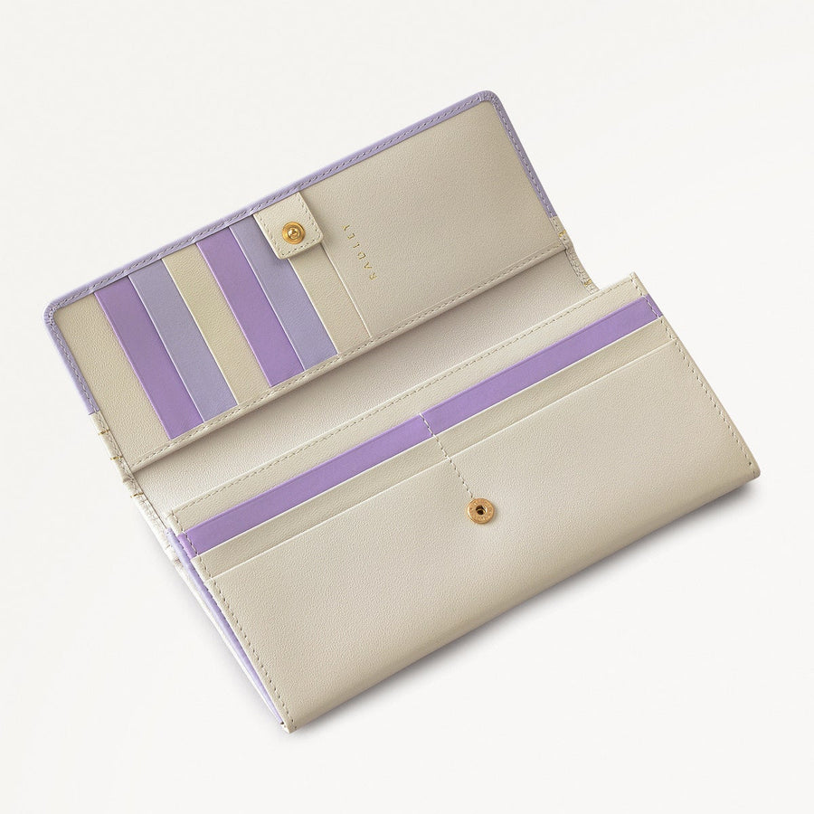 Lavender Fields Leather Large Flapover Wallet in Chalk - 111817